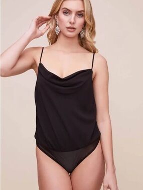 Astr Black Cowl Neck One-Piece Bodysuit